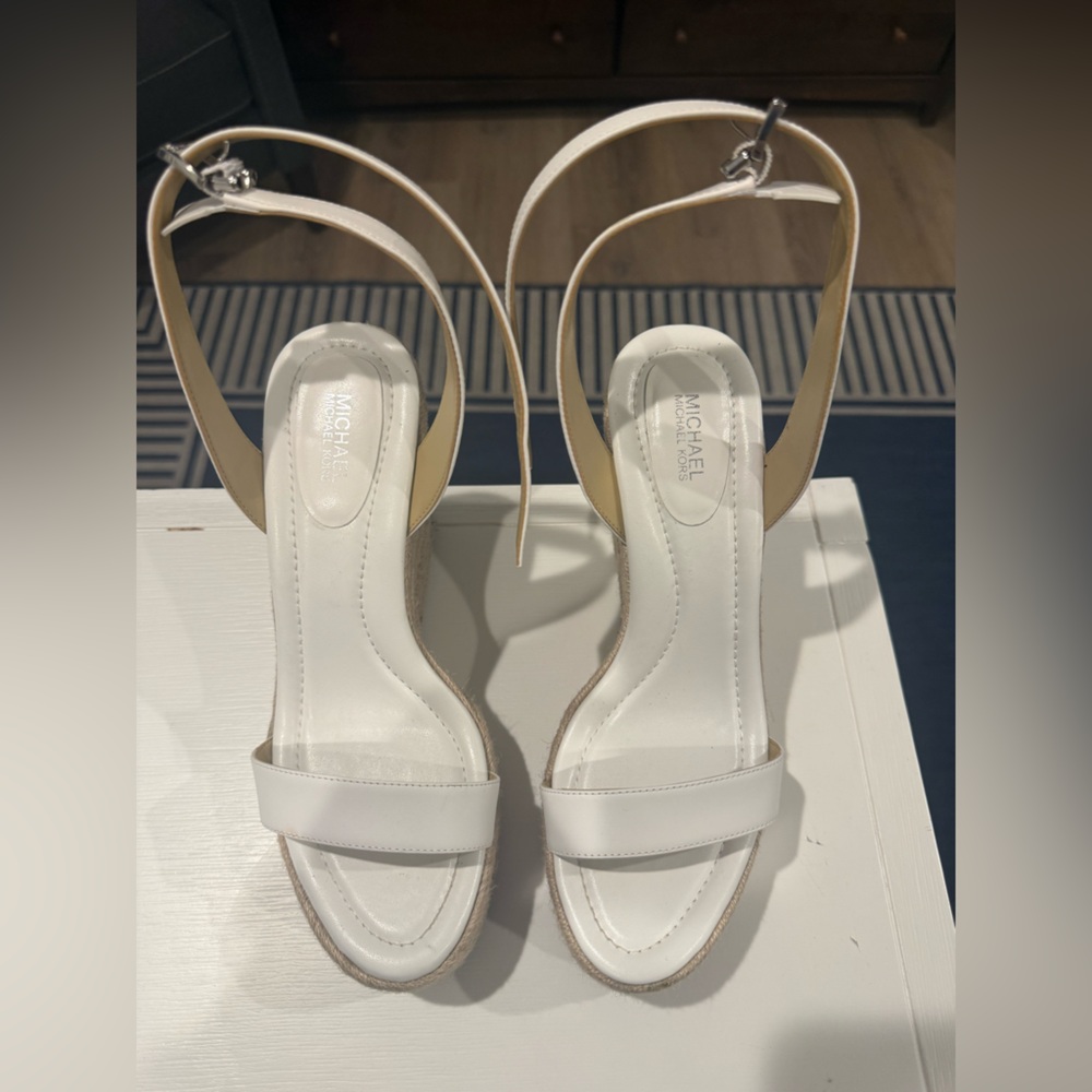 Michael Kors Cream and Tan Wedge Sandals